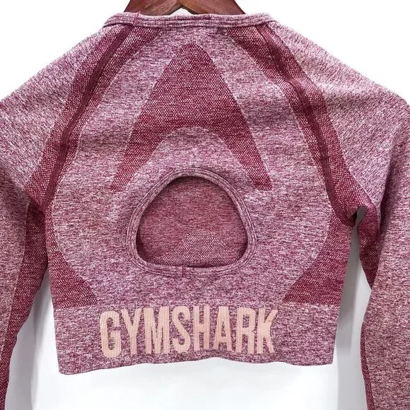 Gymshark Pink Flex Sports Cropped Long Sleeve Athletic Top Thumbholes - Picture 7 of 8